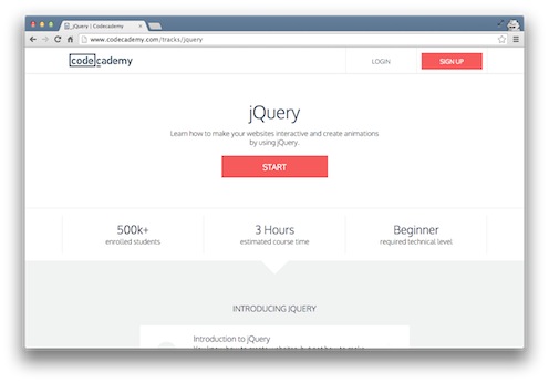 Codecademy's jquery path screenshot from the Viking Code School blog