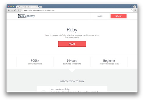 Codecademy's Ruby Track screenshot on the Viking Code School Blog