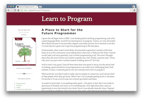 Chris Pine's Learn to Program Ruby book screenshot from the Viking Code School Blog