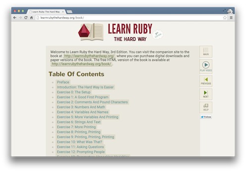 Learn Ruby the Hard Way by Zed Shaw screenshot from the Viking Code School Blog