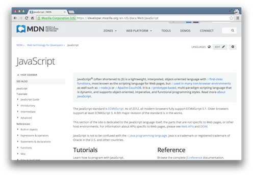 MDN's Javascript documentation screenshot from the Viking Code School Blog