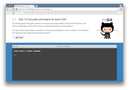 Try Git screenshot on the Viking Code School blog