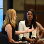 Bristol, CT - September 17, 2015 - Main Campus Cafe Auditorium: 2015 Aspire / Inspire: An ESPN Women Event for âI Know How She Does Itâ with author Laura Vanderkam (l) and Cari Champion (Photo by Joe Faraoni / ESPN Images)